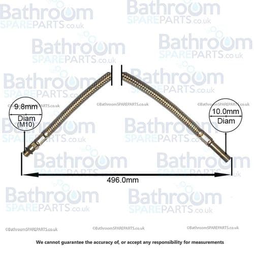 Bathroom Spare Parts Flexi Hose M10 x 10mm x 496mm BSPHOSE14
