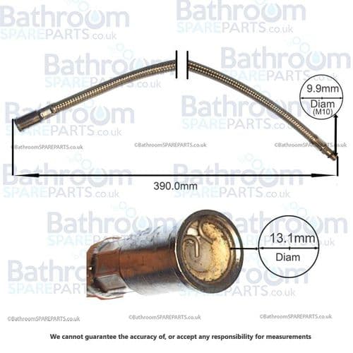 Bathroom Spare Parts Flexi Hose M10 x 13mm x 390mm BSPHOSE25