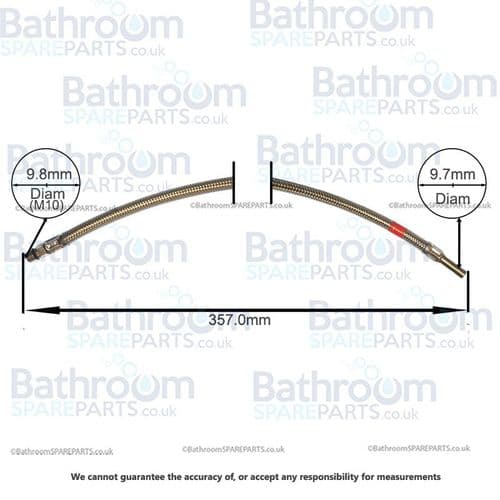 Bathroom Spare Parts Flexi Hose M10 x 9.7mm x 357mm BSPHOSE24