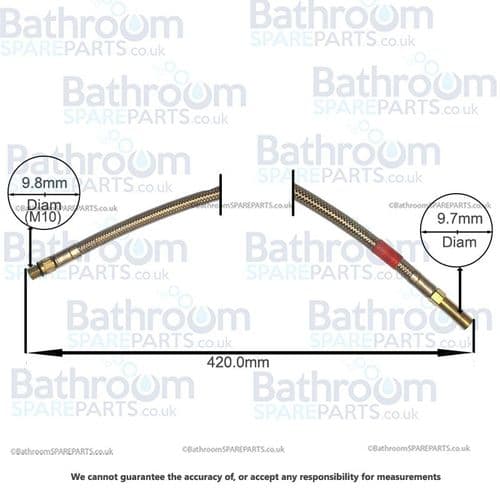 Bathroom Spare Parts Flexi Hose M10 x 9.7mm x 420mm BSPHOSE22