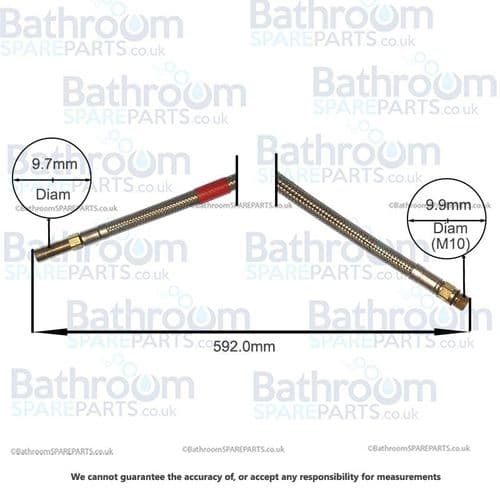 Bathroom Spare Parts Flexi Hose M10 x 9.7mm x 592mm BSPHOSE23