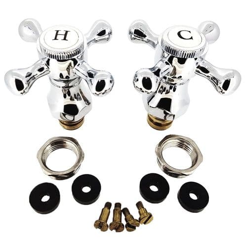 Bathroomspareparts 1/2" & 3/4" CROSS HEAD CHROME PLATED TAP CONVERSION KIT TCK5