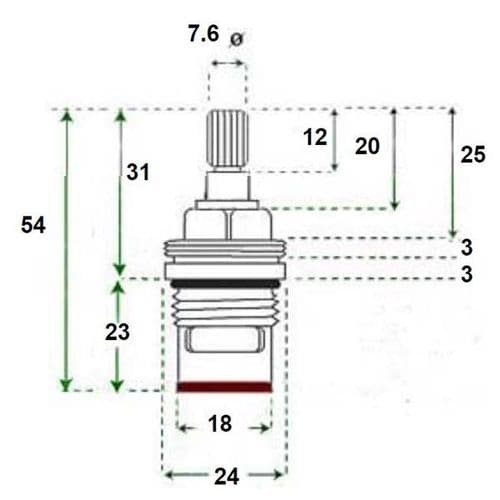 Bathroomspareparts  1/2" Quarter Turn Ceramic Disc Tap Cartridge Clockwise Close Valve  TMQ154L-AB