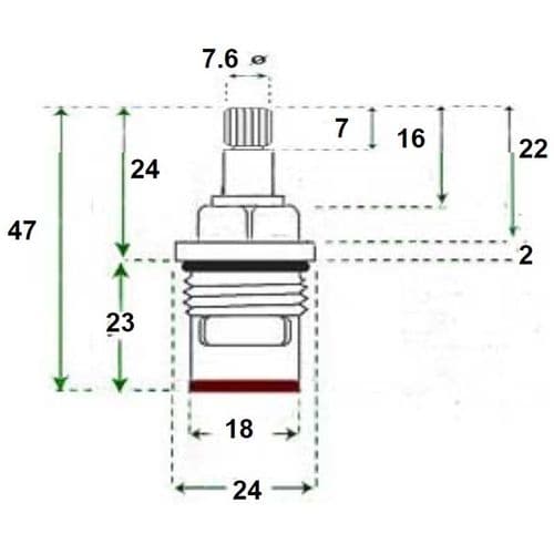 Bathroomspareparts  1/2" Quarter Turn Ceramic Disc Tap Cartridge Clockwise Close Valve  TMQ447G-AB