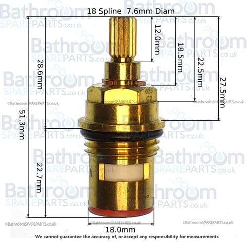 bathroomspareparts 1/2"  Quarter Turn Ceramic Disc Tap Cartridge Valve PAIR EBDISC025