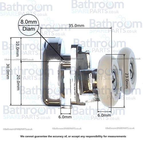 BathroomSpareParts 19mm Wheel Shower Door Rollers BSP-L017-19mm