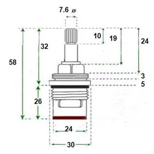 Bathroomspareparts  3/4" Quarter Turn Ceramic Disc Cartridge Anti-Clockwise Close Valve TMQ858J-CR