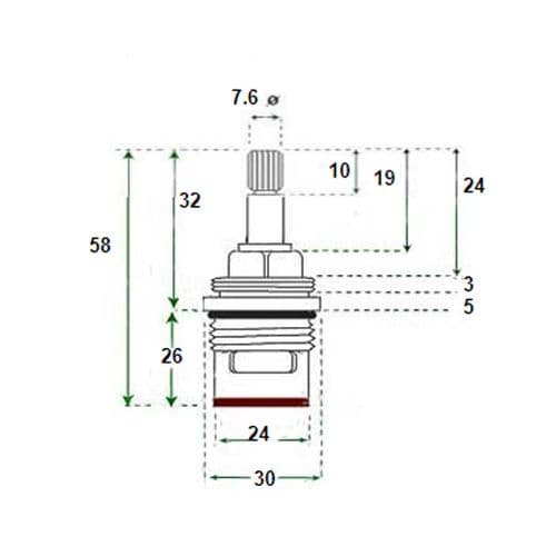 Bathroomspareparts  3/4" Quarter Turn Ceramic Disc Cartridge Clockwise Close TMQ858JAB