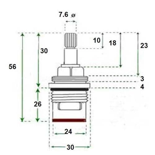 Bathroomspareparts  3/4" Quarter Turn Ceramic Disc Tap Cartridge Clockwise Close  Valve  TMQ856J-AB