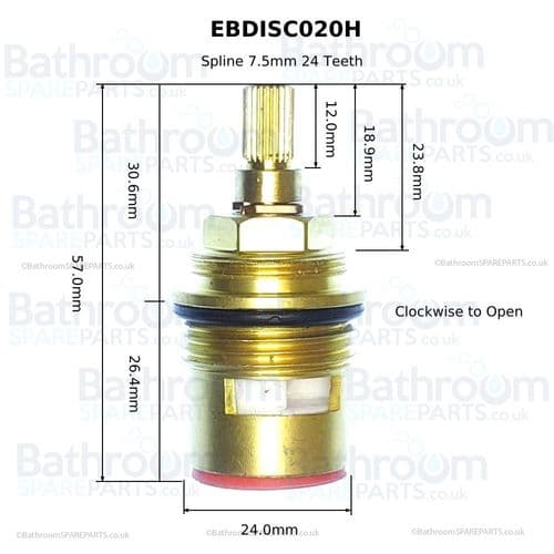 bathroomspareparts  3/4" Quarter Turn Ceramic  Tap Cartridge Anti-Clockwise Close Valves EBDISC020H