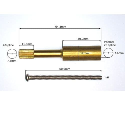 Bathroomspareparts 64mm Tap Head Extension 20 Spline to 20 Spline THC010