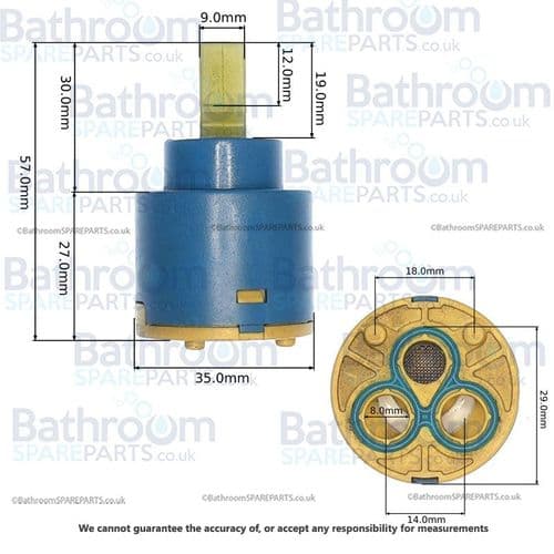 Bathroomspareparts Monoblock Mixer Flat 35mm Tap Cartridge SPEC1