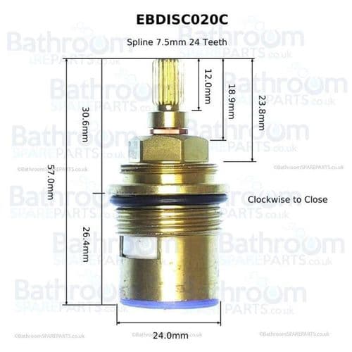 bathroomspareparts  Pair 3/4" Quarter turn Ceramic disc tap cartridge valves Hot & Cold EBDISC020