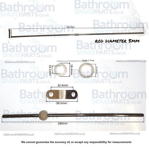 BathroomSpareParts Set of 3 Rods & Linkage 9208R