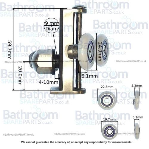 BathroomSpareParts Single Uniwheel Shower Door Runner UW