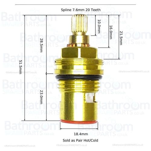 bathroomspareparts Tap cartridge  1/2" Ceramic Disc Cartridge Hot Clockwise Opening  CC3H