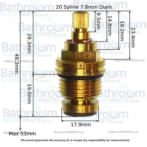 bathroomspareparts Tap cartridge  1/2" washer Valve RC2