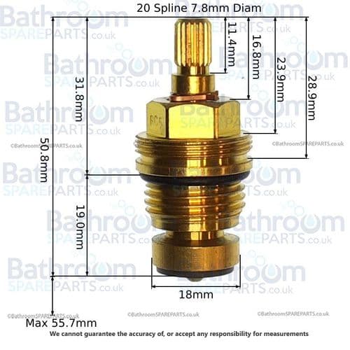bathroomspareparts Tap cartridge  1/2" washer Valve RC5