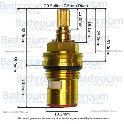 bathroomspareparts Tap cartridges Pair 1/2" Ceramic Disc Cartridges CC16P