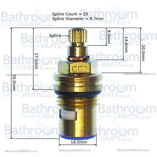 bathroomspareparts Tap cartridges  Pair 1/2" Ceramic Disc Cartridges CC2P