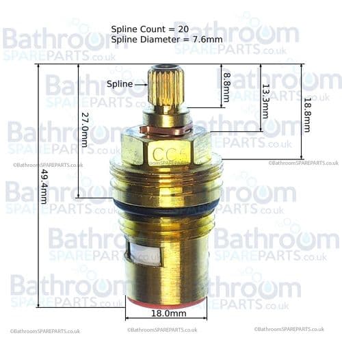 bathroomspareparts Tap cartridges Pair 1/2" Ceramic Disc Cartridges CC5P