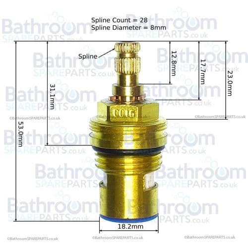 bathroomspareparts Tap cartridges Pair 1/2" Ceramic Disc Cartridges Cold & Hot CC15P