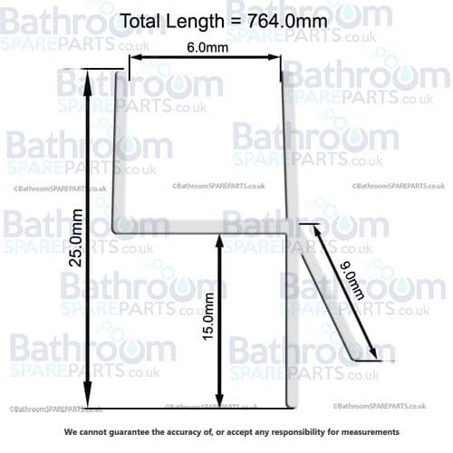 Bathstore Benchmark Hinge Door Bottom Waterproof Strip 90000012560