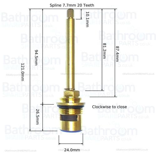 Bathstore Metro Pre 2007 On/Off Clockwise Close Cartridge Flow 3/4 Valve AQ8083