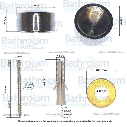 Bathstore Mirror Fixing Screw Caps Polished Chrome Decorative Mirror/basket Fixings 90000090080