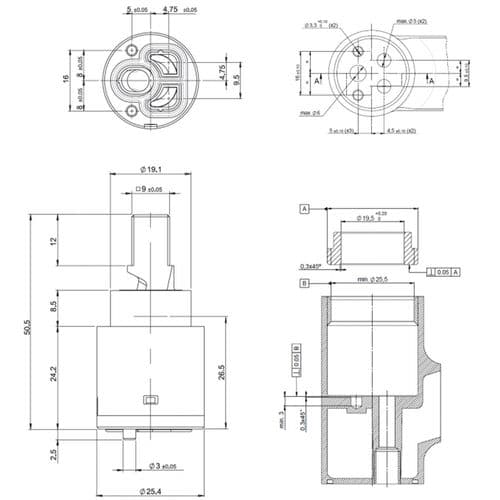 Bathstore  Parador Mono Basin Mixer  25mm Single Lever cartridge 5711474
