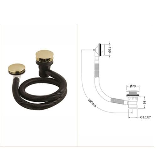 BC Designs Bath Clicker Waste & Overflow In Gold WAS040G