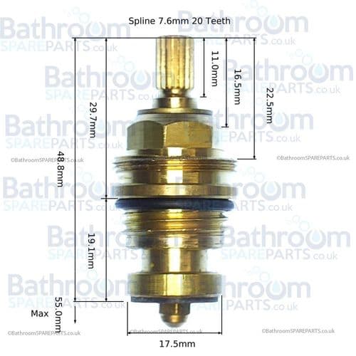 BC Sanitan Modena 1/2 Rise & Fall Hot & Cold Valves (PAIR) BSP0045