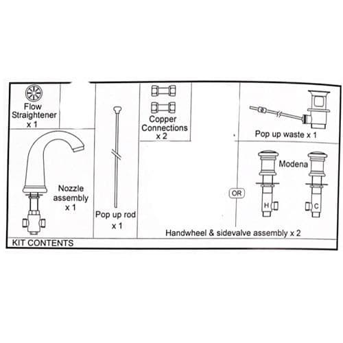 BC Sanitan Modena Chrome 3 Hole Basin Set 601CR