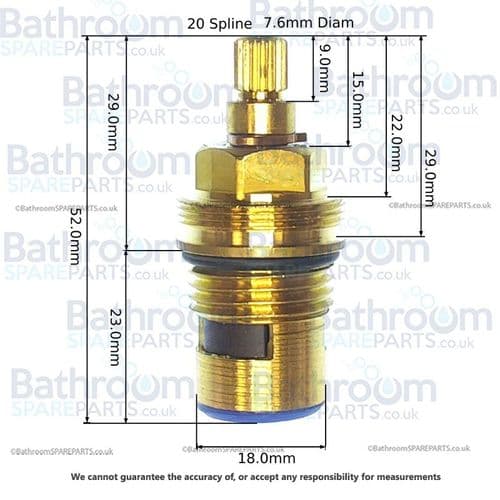 Bristan 1/2" BSP Quarter Turn Cartridges Hot & Cold 8367J