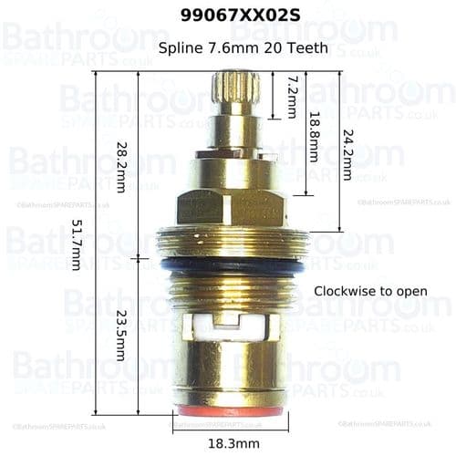 Bristan 1/4 Turn 1/2" Cold & Hot (Pair) CD 8/24 Valves 99067XX02S