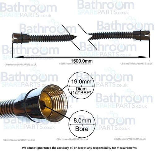 Bristan 1.5m Cone to Cone Easy Clean Shower Hose 8mm Bore HOS 150CCE01 C