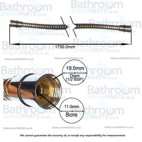 Bristan 1.75m Cone to Cone Shower Hose - 11mm Bore HOS 175CC02 C