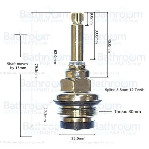 Bristan 1901 Gold Replacement Valve - VLV SB019RBCPB G
