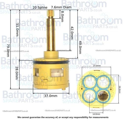 Bristan 2 Outlet Shower Diverter Cartridge BLH261