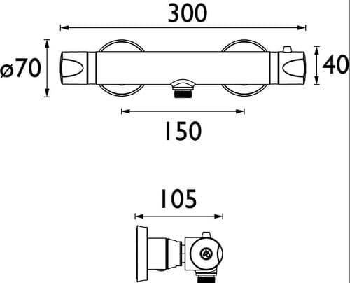 Bristan Artisan Thermostatic Surface Mounted Bar Shower Valve & Fast Fit Connections  AR2 SHXVOFF C