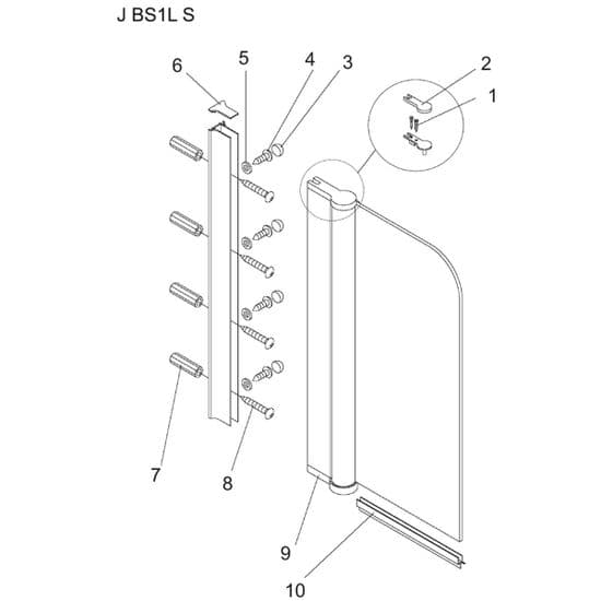 Bristan Java 1 Panel Bathscreen - Left Hand 750 x 1400mm J BS1L S Spare Parts