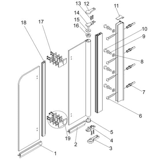 Bristan Java 2 Panel Bathscreen - Right Hand 1150 x 1400mm J BS2R S Spare Parts