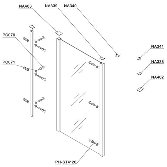 Bristan Java Side Panel for Sliding Door - 800mm Spare Parts