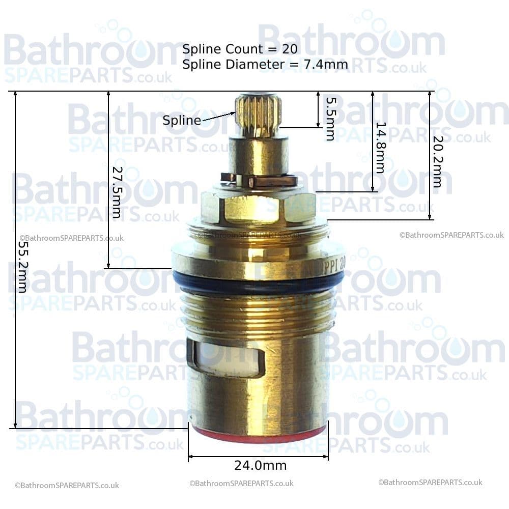 Bristan Bath Tap Valve Ceramic Cartridge – VS03-C20 20 Spline 3/4" For Cold Water-645461