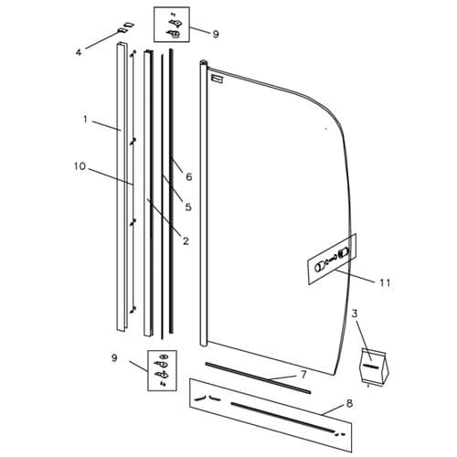 Bristan Prism 1 Panel Bath Screen - Right Hand 940 X 1500mm PM BS1L S / PM BS1R S Spare Parts