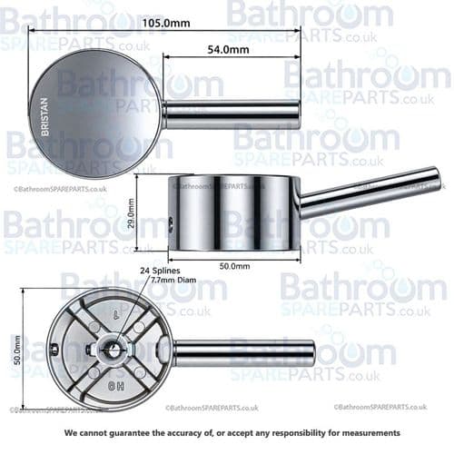 Bristan Prism Deck Mounted Replacement Handles Pair 691052273002