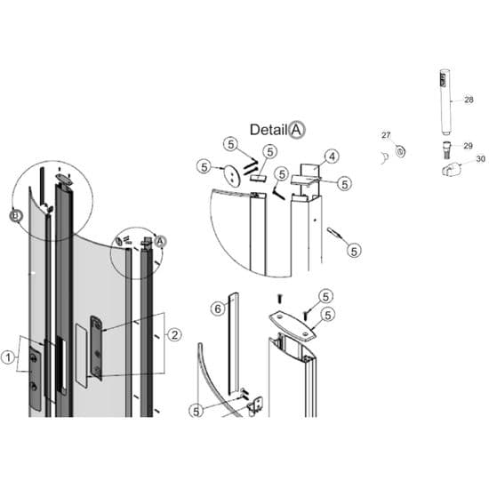 Bristan Prism Integrated P-Shaped Shower Screen Right Hand PM ISPBS RH/LH S Spare Parts