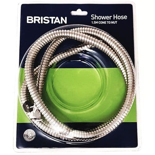 Bristan Qube 1.5m Cone to Nut Shower Hose 11mm Bore HOS 150CN02