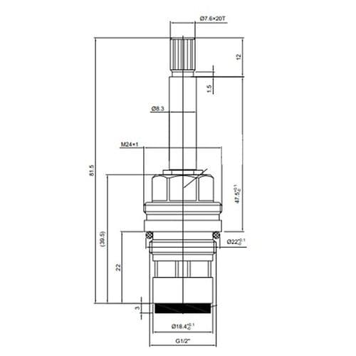 BSP 1/2" Ceramic Shower Flow Valve SH6L