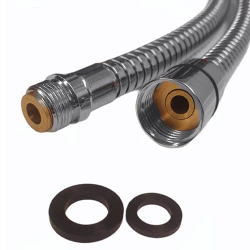 BSP 1.75m 1/2" x 3/8" Chrome on Metal Shower Hose 8mm Bore EB12358